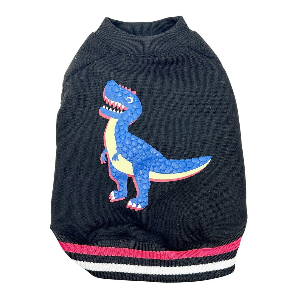 NWT Top Paw Dogs Fall Outerwear Apparel Striped Dinosaur‎ Sweatshirt XS Black